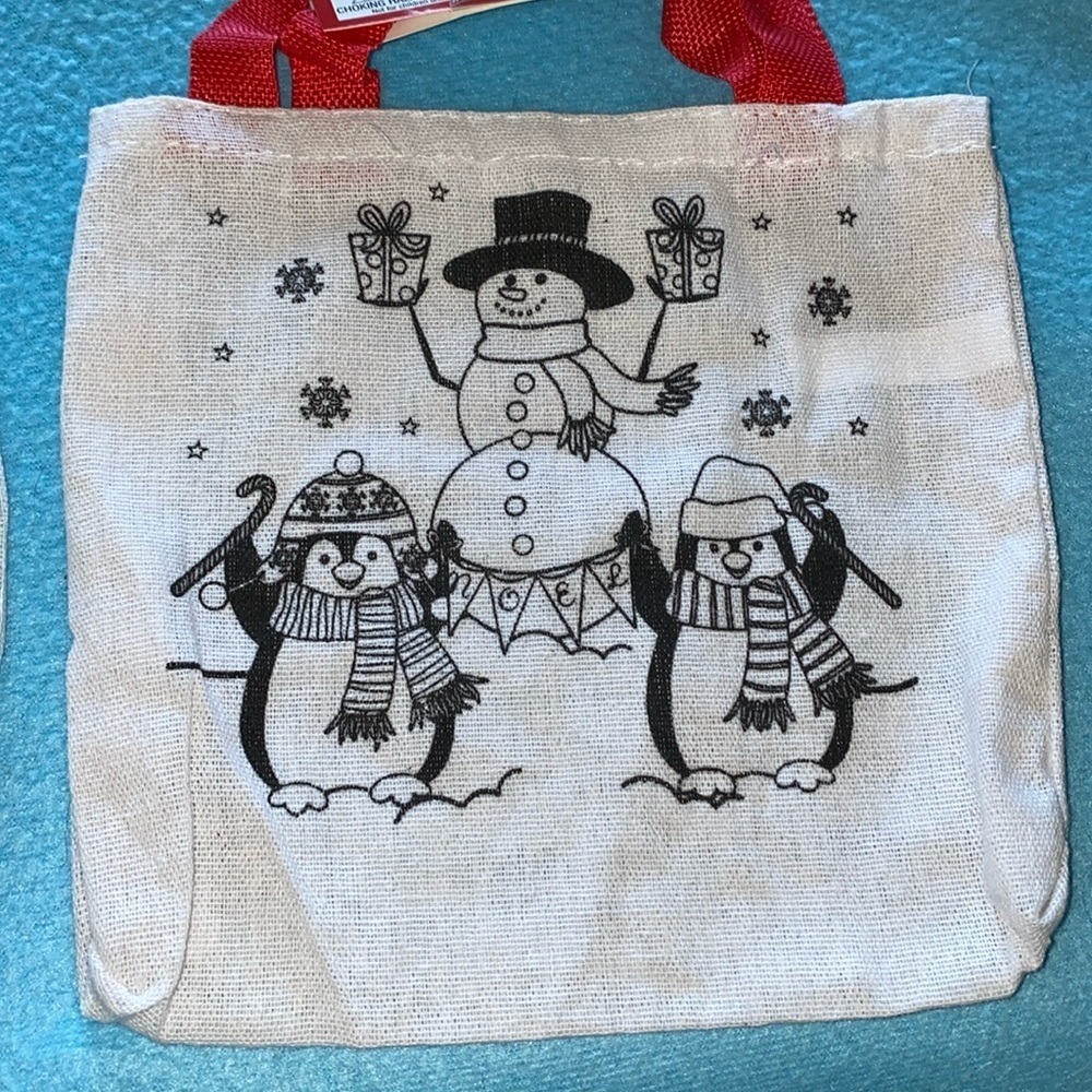 CHRISTMAS HOUSE DIY Tote bag with non-toxic markers 8.5” X 7.8” NEW
